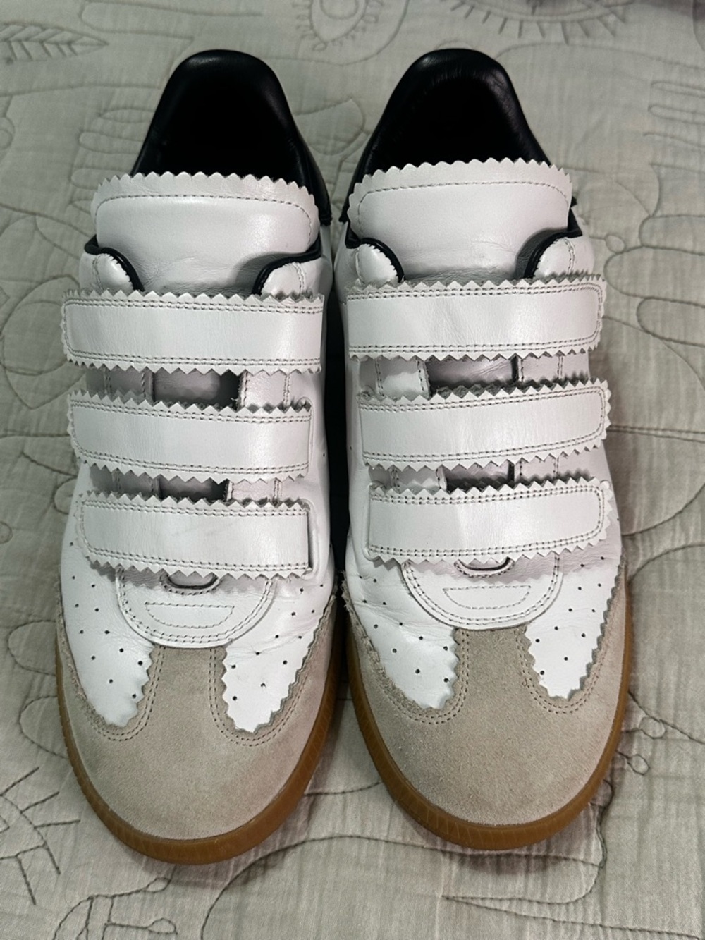 Isabel Marant Beth Velcro Sneakers White Black Suede Size 39 EU - Picture 3 of 13